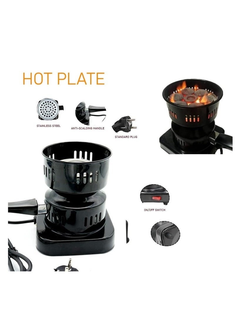 هابي هوم ولاعة فحم لوح تسخين كهربائي شعلة فحم كهربائية للتخييم وتسخين والفحم، اسود - Image 4